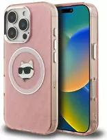 Dėklas Karl Lagerfeld IML Choupette Head Logo MagSafe Case for iPhone 16 Pro - Rožinė