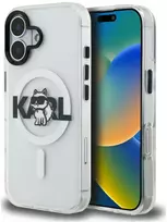 Karl Lagerfeld IML Choupette Sketch Logo MagSafe iPhone 16 dėklas – skaidrus