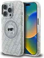 „Karl Lagerfeld IML“ „Karl Head“ logotipo „MagSafe“ dėklas, skirtas „iPhone 16 Pro Max“ – pilkas