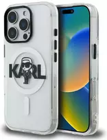 „Karl Lagerfeld IML Karl Sketch Logo MagSafe“ dėklas, skirtas „iPhone 16 Pro Max“ – skaidrus