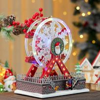 Naujas besisukantis šviečiantis apžvalgos ratas, muzikinė dėžutė, muzikinė dėžutė, Kalėdinė namų puošmena, Kalėdinė dovana Ferris Wheel music box