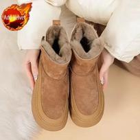 Platform Chunky Anti Skid Winter 2024 Ladies Shoes Sale On Promotion New In Comfrtable Pu Spring Autumn Plush Women's Snow Boots 35