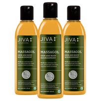 Jiva Massagol Ayurvedic Massage Oil 120ml Pack Of 3 For Skin, Muscles, Circulation & Rejuvenation orange