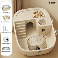 Fashion Large Space Hamster Cage Breathable Ventilation Small Animal Carrying Cage Easy Clean Sturdy Pet House smėlis