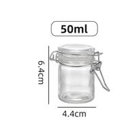 50/100 ml stiklinis butelis hermetiškas laikymo indas su užsegimu sandarus užraktas platus kaklas virtuvės buteliai kavos pupelėms vaisiams riešutams white
