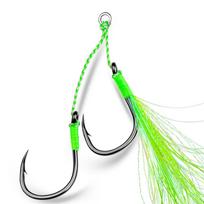Tie iron plate hook, road, Asia double hook sea fishing boat, iron plate hook with shiny wire fishing hook accessories, 5 pairs/pack 11#