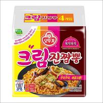 Ottogi Cream Jin Jjambbong (Spicy Seafood Carbonara Style) 130g x 4 Packs (1 Bundle) 130g x 4EA