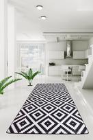 Asir kilimas Black White Djt, 80x200 cm, juodas/baltas