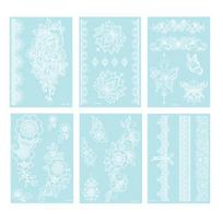 6Pcs Glow in Dark Tattoo Stickers, Lace Temporary Body Art for Hands, Waterproof Indian Mehndi Tattoos for Women One Size C