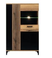 Pastatoma vitrina Liveo ARIS AS6, su led apšvietimu, ruda/juoda
