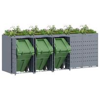 vidaXL Waste Bin Storage Unit for 5 Bins Light Grey 340 x 77.5 x 121.5 cm