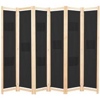 6 Panel Room Divider Black 240 x 170 x 4 cm Fabric