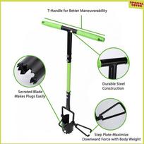 A34R Bulb Planter Tool Crocus Long Handled Transplanter Comfortable T-Shaped Handle Multi-Purpose Gardening Tool For Weeding (Green,NONE) žalia