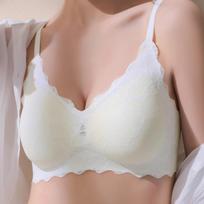 Summer One Piece Seamless Underwear Women Gathered Thin Section Bra Lace No Steel Ring Bra Beauty Back Corset XXL juoda