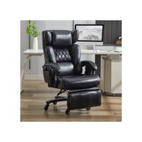 Chaise de bureau ergonomique avec repose-pieds, pivotante à 360 degrés, dossier réglable, supportant jusqu'à 150 kg (noire)