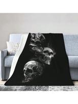 Kaukolės pledai moterims vyrams Šaunus kaukolės metamas pledas Kaukolės vilnos pledai sofos kambariui 75X95CM pilka spalva