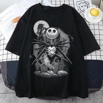 Vyriškas marškinėlis Disney Kalėdos prieš Kalėdas Spausdintas trumpomis rankovėmis Gotikinis gatvės stiliaus Unisex Gotikinis Retro Laisvas viršus Y2K marškinėlis#Spalva S juoda