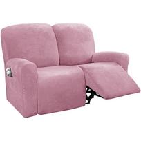 Nauji 2 vietų aksominiai dalinami recliner sofos užvalkalai, tampri, super minkšta recliner kėdės užvalkalai, skalbiami, atpalaiduojantis fotelio apsaugas, namams 2seater(6pcs) black