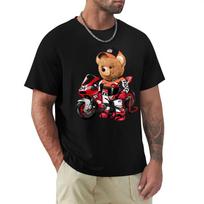 Speed Racer Teddy Bear Racer Suit And Motorcycle T Shirt Harajuku Short Sleeve T-shirt 100% Cotton Graphics Tshirt Tops S smėlis