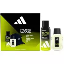 Adidas Pure Game Gift Set: 50 ml EDT, 150 ml deodorant spray, and 50 ml cap