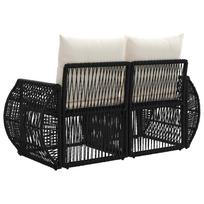 vidaXL Garden Sofa 2 Seater Black Poly Rattan