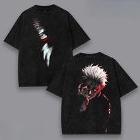 Ryomen Sukuna Jujutsu Kaisen Anime T-shirt Vintage Washed Tee Shirt Tops Summer Short Sleeve Cotton Tops Clothing S