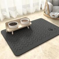 Absorbent Pet Feeding Mat-No Stains Quick Dry Dog Mat for Food and Water Bowl-Rubber Backing Dog Food Mat for Messy Drinkers (black,40x60cm) juoda