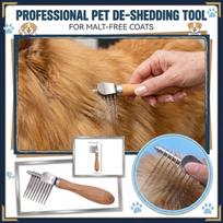 Pet Hair Grooming Comb Wooden Handle Stainless Steel Teeth Effective Detangling and Knot Removal Tool for Pets Fur Maintenance One Size