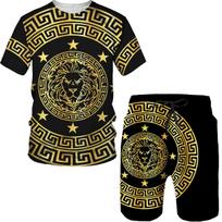 3D Print 2 Piece Outfits Summer Men's Set Tracksuit Sportswear Short Sleeve Streetwear Fashion T-shirt Shorts Suit S