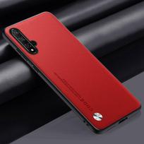 Prabangus PU odinis dėklas, skirtas Huawei Nova 5T Nova5T galinis dangtelis Matinis silikoninis pilnai apsaugotas telefono dėklas For Honor 20 Honor20 Nova 5T raudona