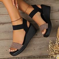 Fashion One Word Strap Women's Sandals Summer Wedge Sandals for Women Casual Open Toe Shoes Ladies Platform High Heel Sandalias 36 ruda