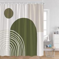 Abstract Geometrics Shower Curtains Mid-Century Nordic Minimalist Bathroom Decortaions Modern Polyester Bath Curtain With Hooks W60H190(CM)-1 Pcs