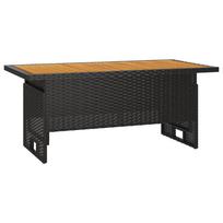 Garden Table Black 100 x 50 x 43 63 cm Acacia Wood & Poly Rattan