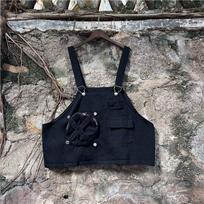 Thai trendy brand spring and autumn new fashion personalized sleeveless vest multi-pocket denim overalls loose suit One size fits all