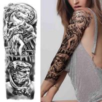 Ekstra Didelė Juoda Laikina Tatuiruotės Rankovė Moterims Vyrams Suaugusiems Netikra Kario Gėlės Tatuiruotės Lipdukas Dievo Laikrodžio Tatuiruotės Perkeliamas white