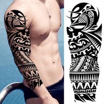 „Pasidaryk pats“ genčių totemas, laikinas tatuiruotės rankovė, skirtas vyrams, moterims, suaugusiems, maorių kaukolės tatuiruotėms, lipdukas juodos netikros tatuiruotės makiažo įrankiai