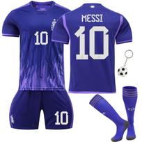 Vaikų sportiniai drabužiai Messi Argentinos išvykos marškinėlių ir sportinio kostiumo komplektas 2223 m. sezonas Šventė Čili raudonos violetinės spalvos Poliesteris 100-110 CM violetinė
