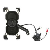 Waterproof 12V-24V Motorcycle Phone Holder E-bike Handlebar Rear-View Mirror Cellphone Mount Stand QC3.0 15W USB Charger 1