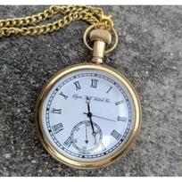 Senovinis senovinis graviruotas žalvarinis kišeninis laikrodis „Elgin“ su „Chain Gift Nautical Marine“.