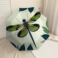 1PC Dragonfly Leaves Automatic Open/Close Umbrella with Windproof, 8-Rib Sturdy Canopy, Durable Ribs, Fashionable Design,1239A