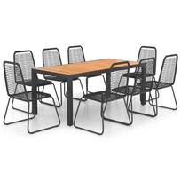 9 piece garden dining set black and brown PVC rattan