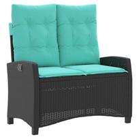 vidaXL Adjustable Garden Bench with Cushions Black Poly Rattan