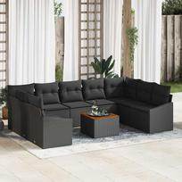 Garden Sofa Set with Storage 10 pcs Black Poly Rattan