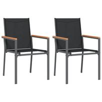 vidaXL Garden Chairs 2 pcs Black 55 x 61.5 x 90 cm Textilene and Steel