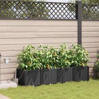 vidaXL Garden Planter Set 4 pcs Black 160 x 40 x 37.5 cm Plastic