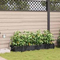 vidaXL Garden Planter Set 4 pcs Black 160 x 40 x 22 cm Plastic