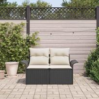 vidaXL Garden Sofa with Cushions Black 141 x 62 x 69 cm Poly Rattan