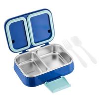 304 nerūdijančio plieno izoliuota pietų dėžutė vaikams ir suaugusiems, 3 skyrių, nepralaidi, bento konteineris, kvadratinio dizaino, 800-1000 ml Blue 2-Compartment In Stock gray