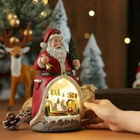 A84E-Santa Claus Music Box Rotating LED Light Multifunctional Music Box Christmas Gift Ornaments