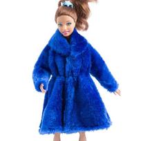 Blue Winter Wear Long Coat For Barbie Dolls Clothes Outfits Clothing Doll Dresses For Barbie 1/6 BJD Doll Accessories Kids Toy mėlyna